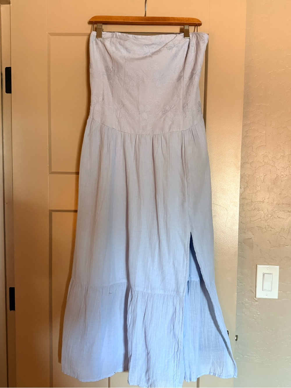 Hollister Strapless Light Blue Midi Dress with Side Slit NWOT large - Picture 8 of 10